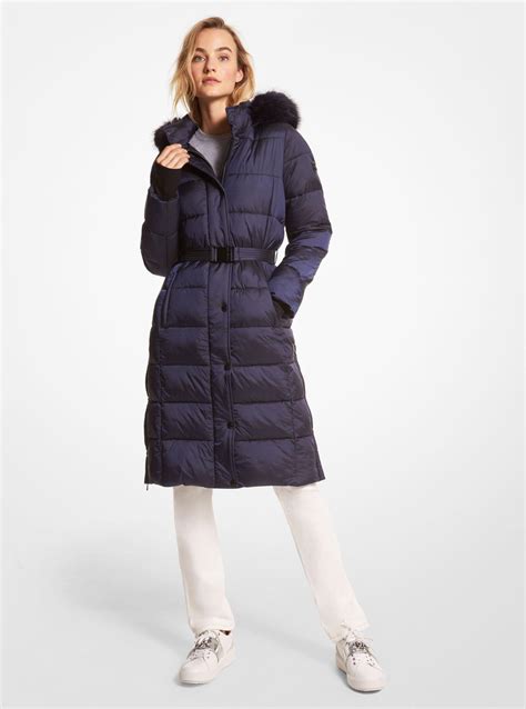 long belted puffer coat michael kors|michael kors navy puffer coat.